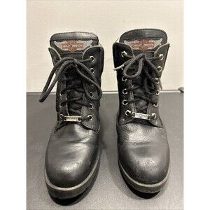 Womens Size 7.5 Harley-Davidson Motorcycle Boots Black Boots Leather 26890